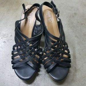 Franco Sarto Nicola Black Ankle Strap Wedges
